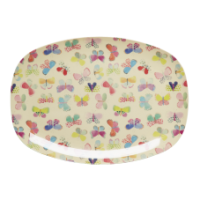 Rice DK Butterfly Print Rectangular Melamine Plate